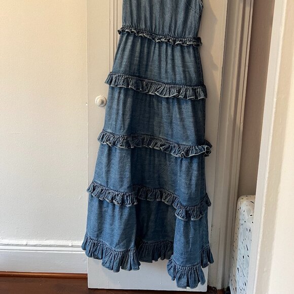 Alice + Olivia denim ruffle maxi dress - Picture 5 of 5